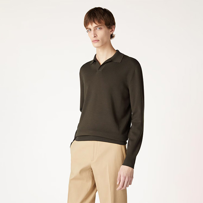 loro piana empire wool long-sleeve polo shirt
